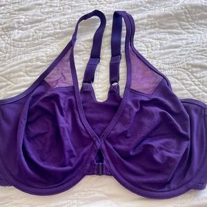 NWOT Wacoal 34DD Purple Front-Closure Racer Back Underwire Bra